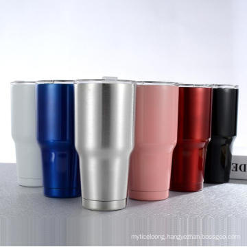 Stainless Steel Regular Tumbler 30oz Double Wall Insulated Vacuum Car Tumbler Mug with Slid-Lid